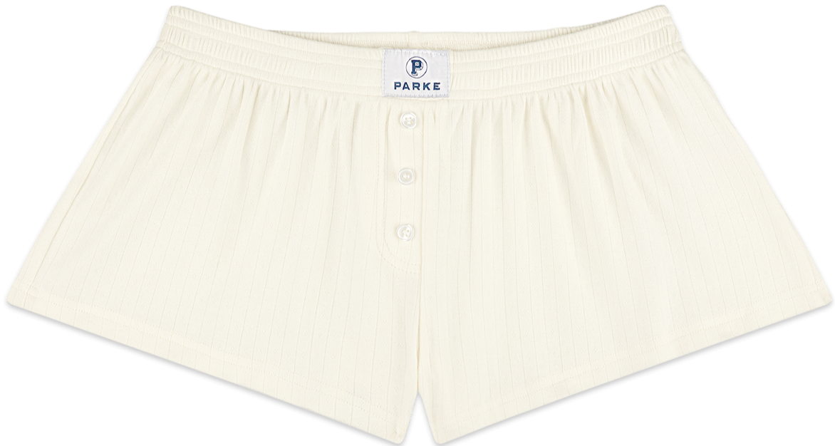 pointelle short flat lay -cream