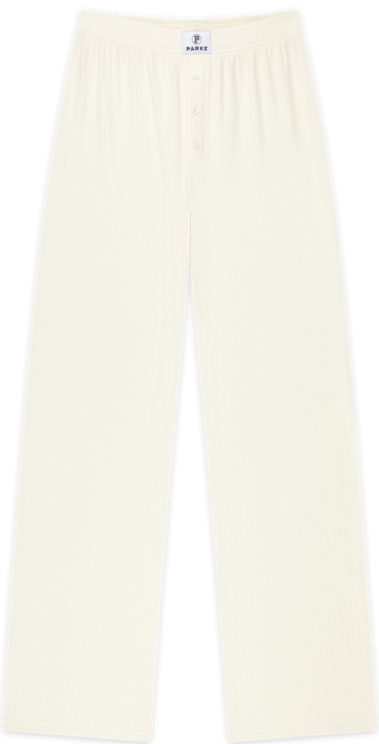 pointelle pant flat lay -cream