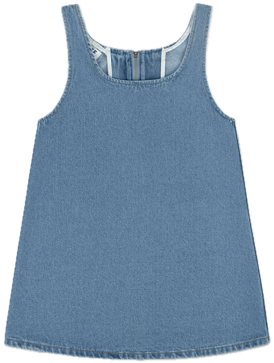 denim mini dress flat lay -vintage wash