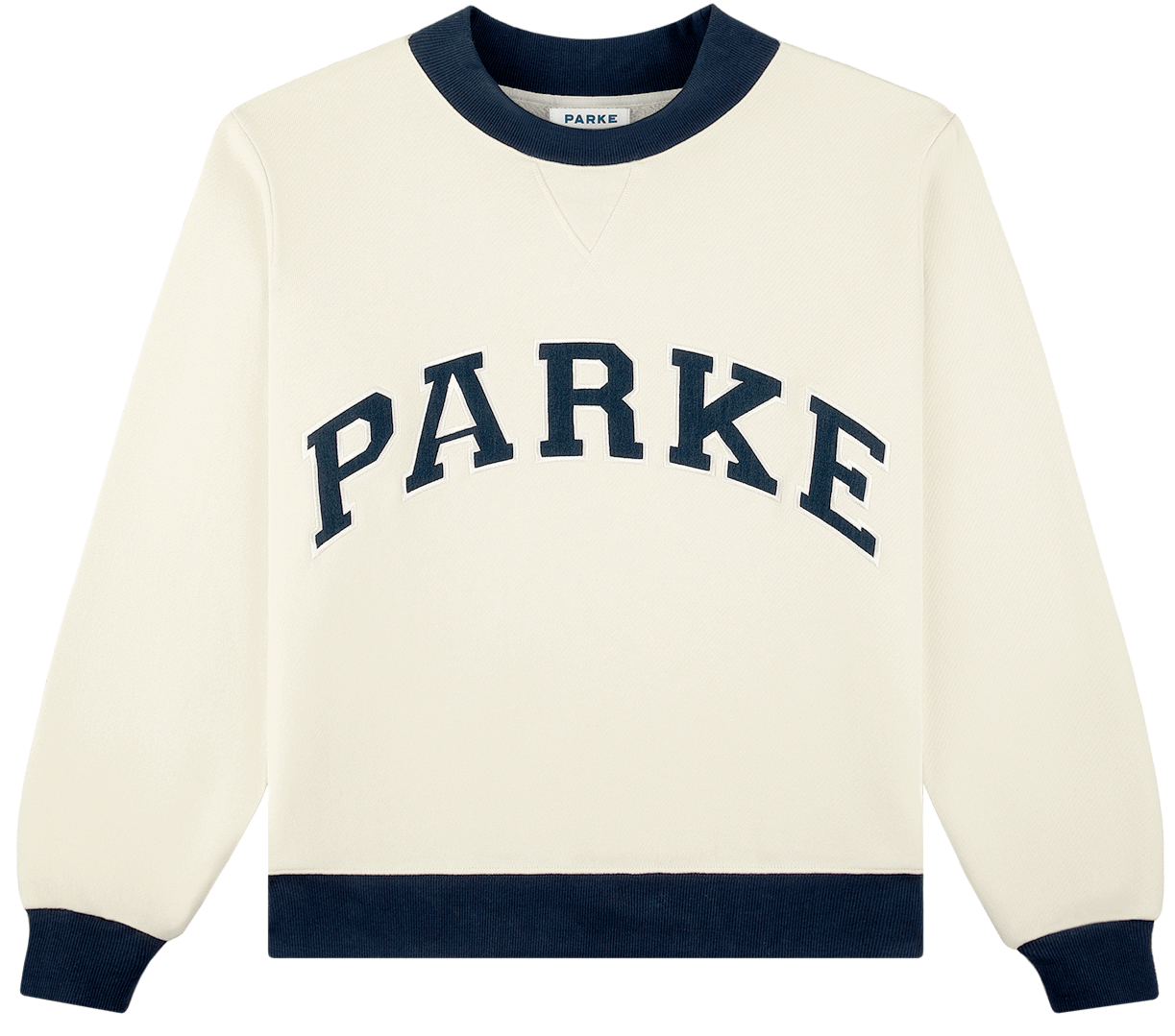 two tone varsity mockneck -cream