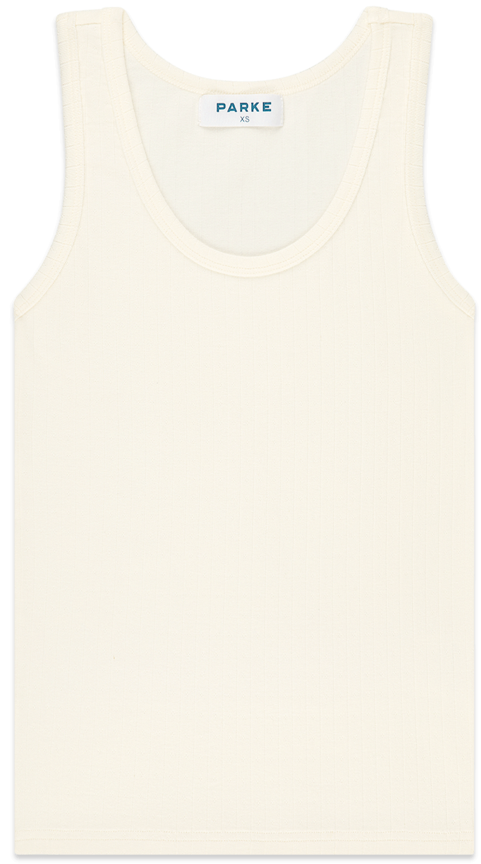 pointelle tank flat lay -cream