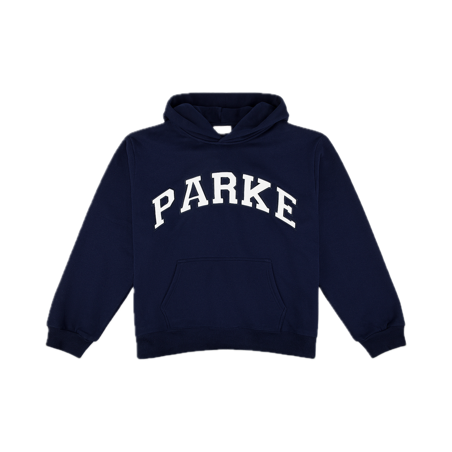 varsity hoodie sweatshirt flat lay - navy + white
