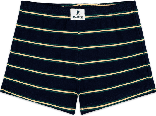 cotton mini short flat lay -denim stripe