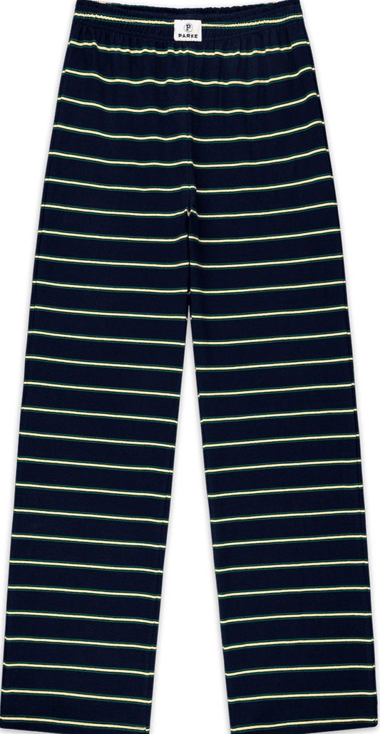 cotton boxer pants flat lay -denim stripe