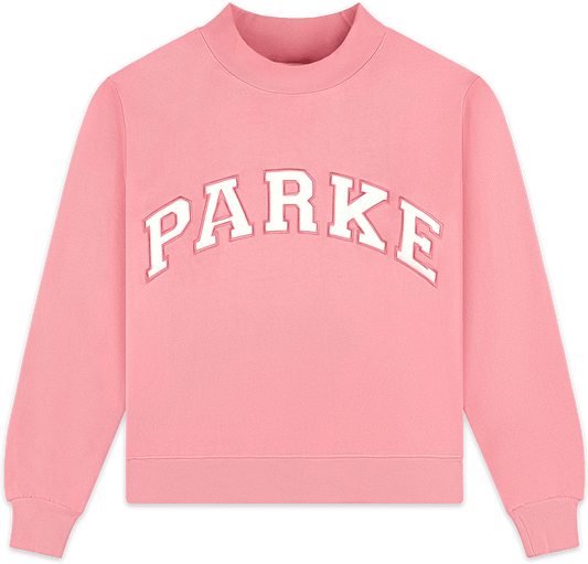 heritage varsity mockneck flat lay -conch + white