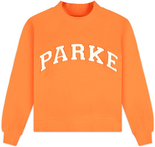 heritage varsity mockneck flat lay -creamsicle + white