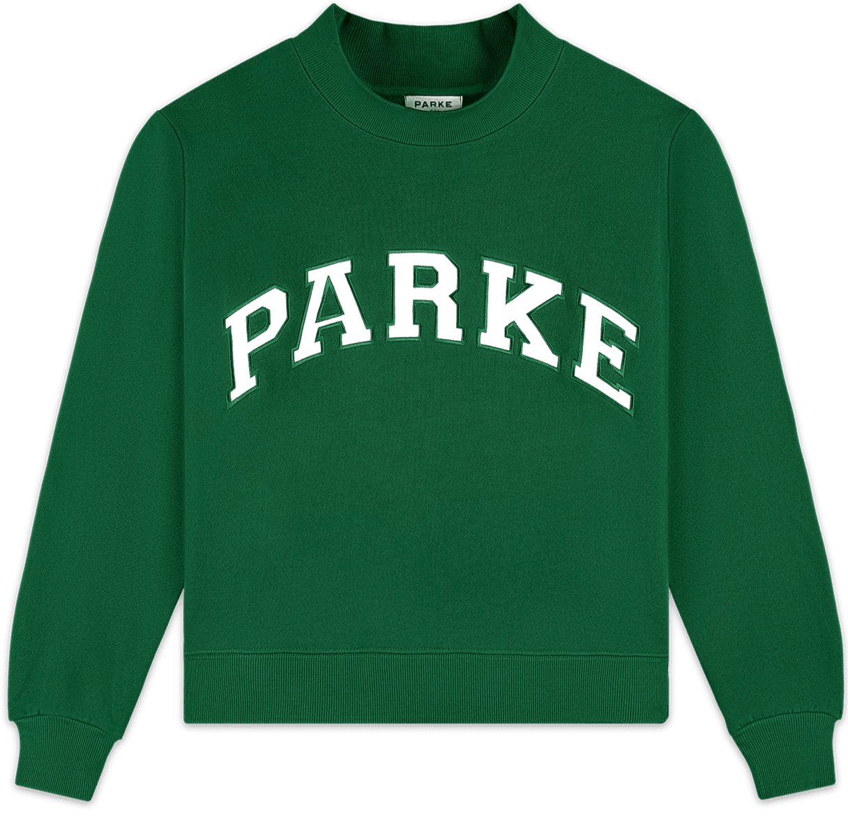 heritage varsity mockneck flat lay -palms + white